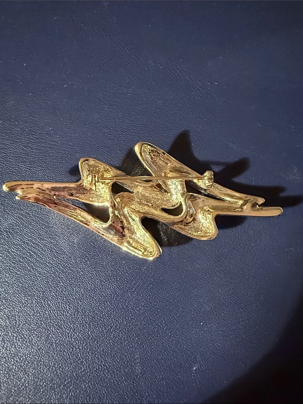 Vintage Gold Tone Zigzag Brooch Pin